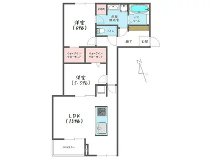 ＪＲ東北本線 南仙台駅 徒歩6分 3階建 築2年(2LDK/1階)の間取り写真