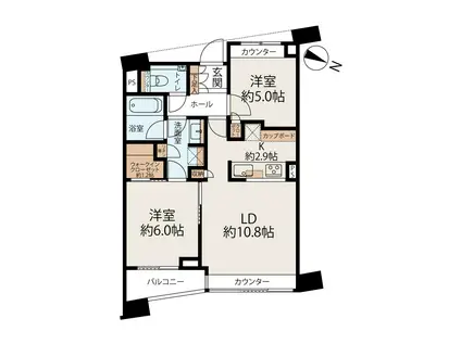 パークホームズ目黒ザレジデンス(2LDK/5階)の間取り写真