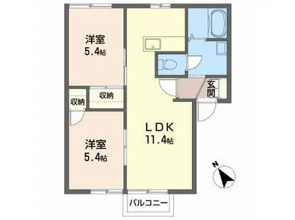 エトワスA(2LDK/2階)の間取り写真