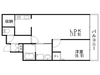 プレサンス新神戸(1LDK/12階)の間取り写真