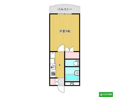 リバーサイドスクエアー1番館(1K/4階)の間取り写真