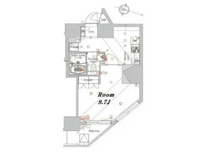 メイクスデザイン西新宿(1K/12階)の間取り写真