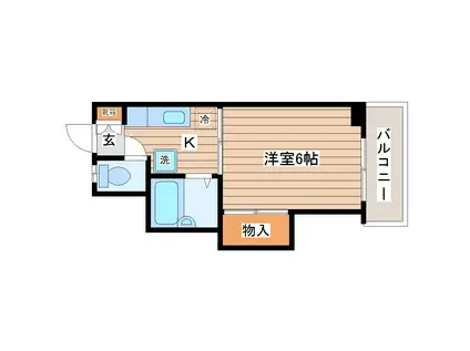 豊徳ハイツ(1K/3階)の間取り写真