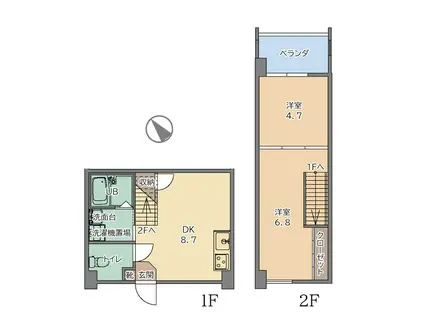 トーマス与那原II(2DK/1階)の間取り写真
