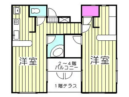 RX川口青木(1LDK/1階)の間取り写真