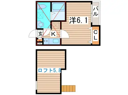 フルール・ド・スリジエ(1K/1階)の間取り写真