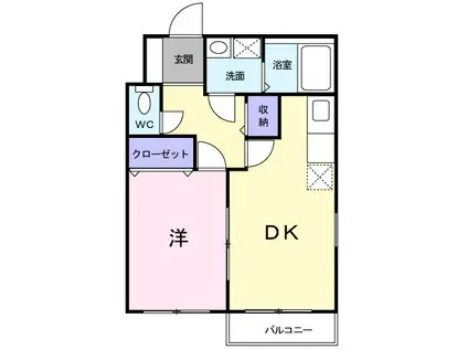 フローラ(1DK/2階)の間取り写真