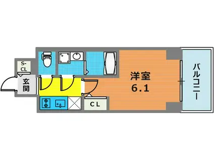 エスリードザ・ランドマーク神戸(1K/11階)の間取り写真