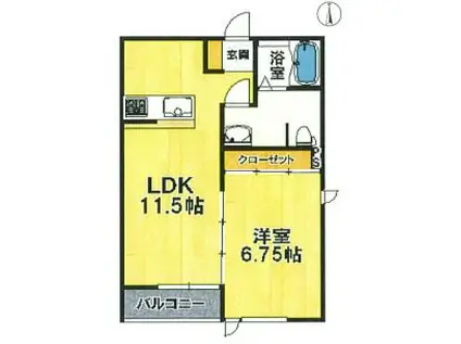 TAILOR3番館(1LDK/2階)の間取り写真