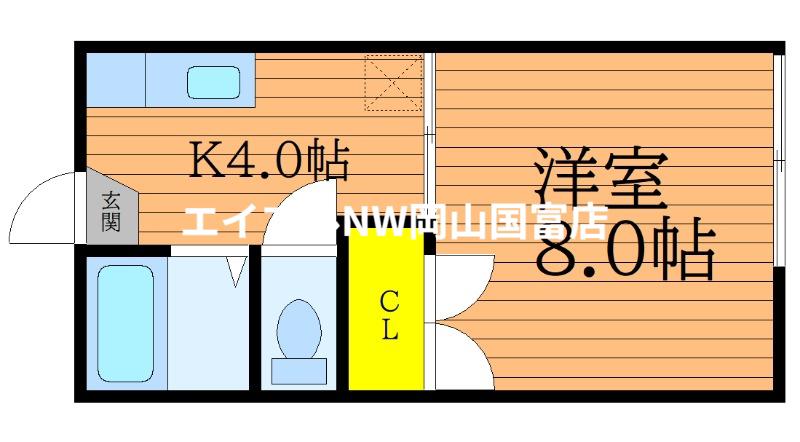 ドエル津島(1K/1階)の間取り写真