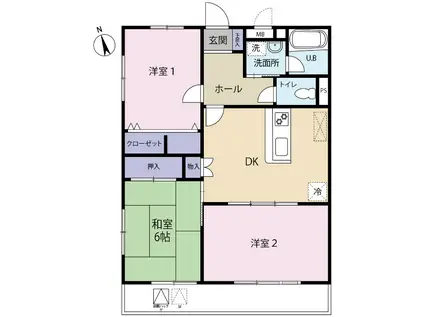 T・Yマンション(3DK/2階)の間取り写真