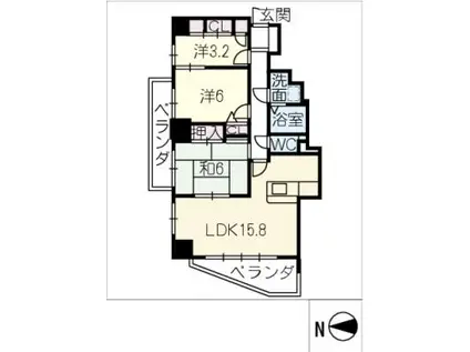 アメニティ白鳥公園1201(3LDK/12階)の間取り写真