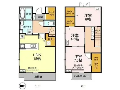 ラ・トゥール(3LDK/1階)の間取り写真