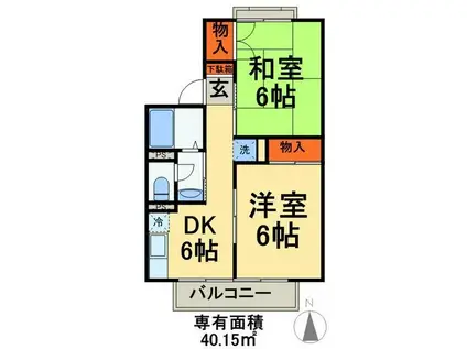 水野森パーク(2DK/2階)の間取り写真