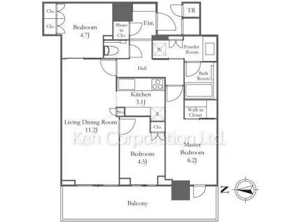 パークタワー晴海(3LDK/41階)の間取り写真