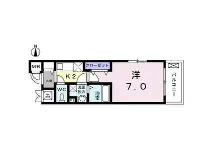 クラール並木(1K/2階)の間取り写真