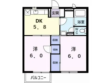 コーポトマト(2DK/1階)の間取り写真