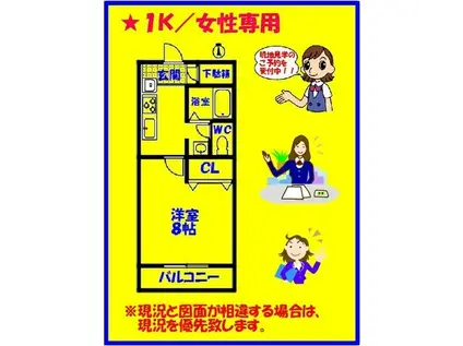 ルミエール ウエスト(ワンルーム/1階)の間取り写真