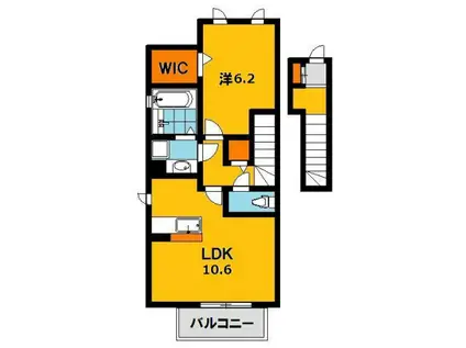 スパローハウス五番館B(1LDK/2階)の間取り写真