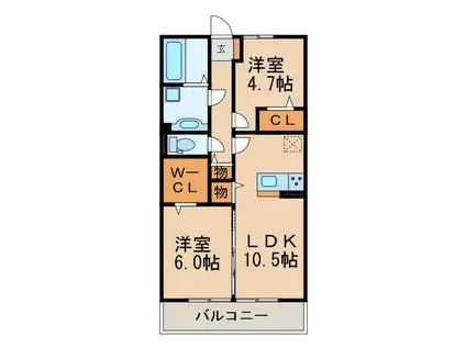 ヴィラ アメリアII(2LDK/2階)の間取り写真