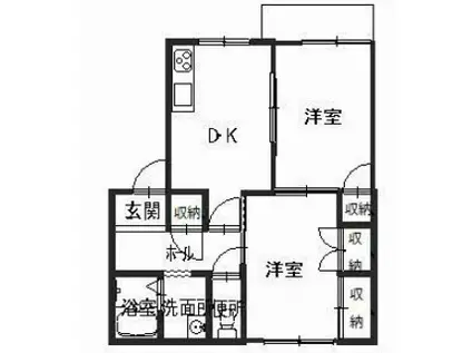 リトルフィールドB棟(2DK/2階)の間取り写真