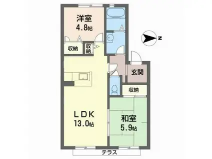 二色浜グリーンヴィレッジC(2LDK/1階)の間取り写真