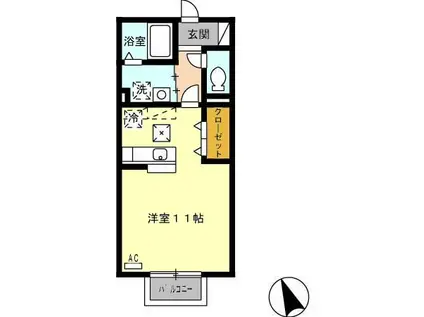 はなみずき(ワンルーム/1階)の間取り写真