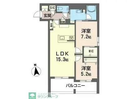 ゼフィールメゾンプレミア緑園(2LDK/3階)の間取り写真