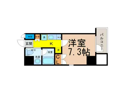 IARIM車道(1K/8階)の間取り写真