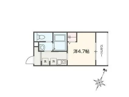MELLAS清瀬III(1K/1階)の間取り写真