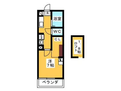 ランドステージ(1K/1階)の間取り写真