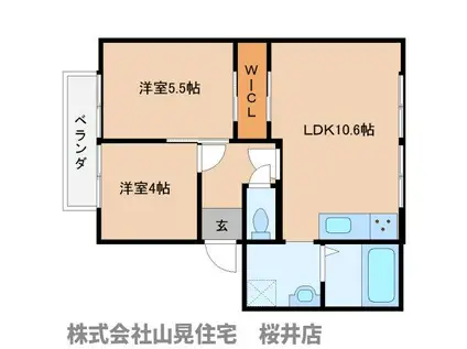 アメニティフォレストC棟(2LDK/2階)の間取り写真