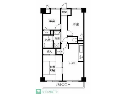 ジェイパレス入間(3DK/1階)の間取り写真