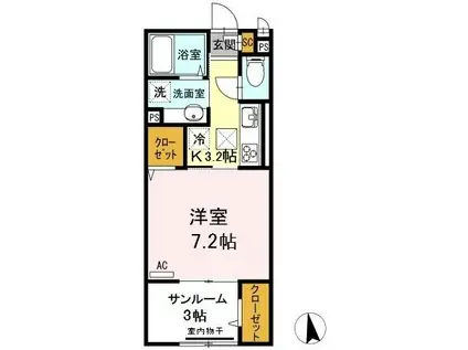 コンフォートプラス(1K/2階)の間取り写真