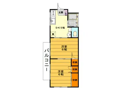 東仲町ハイツ(2DK/2階)の間取り写真