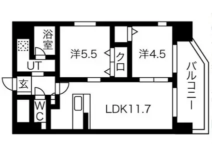 ジュネファーレI(2LDK/8階)の間取り写真