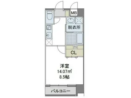 グランパーク新大江(1K/4階)の間取り写真