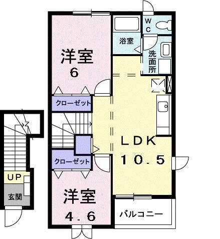 ルミノース(2LDK/2階)の間取り写真