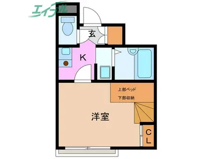 グランノワール(1K/1階)の間取り写真