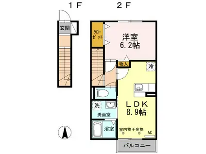 グランドゥール A(1LDK/2階)の間取り写真