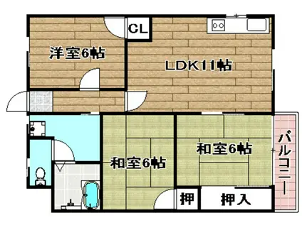 ラフレシア山崎(3LDK/2階)の間取り写真