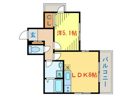グラディール(1LDK/2階)の間取り写真