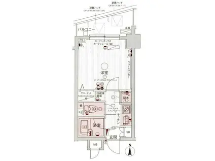 パークウェル曙橋駅前(1K/11階)の間取り写真
