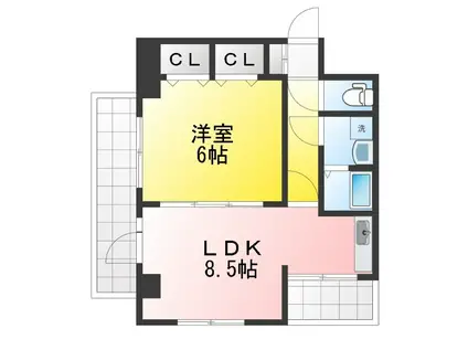 メゾン栄(1LDK/4階)の間取り写真