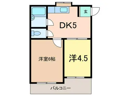ベルシェ岡本(2DK/3階)の間取り写真