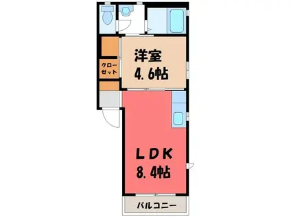 ヴィラ・ブルーノ B(1LDK/2階)の間取り写真