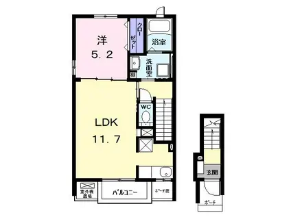 プリエール(1LDK/2階)の間取り写真