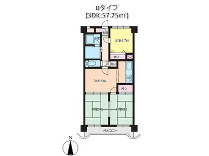 グランフェリーチェ泉中央(3DK/2階)の間取り写真