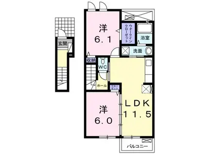 モダングランツE(2LDK/2階)の間取り写真