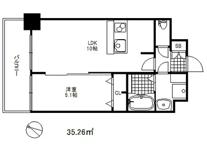 プレサンス兵庫ヴィアーレ(1LDK/3階)の間取り写真